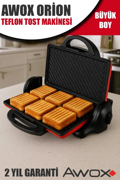 AWOX ORİON KIRMIZI TEFLON TOST MAKİNESİ