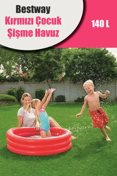 BESTWAY 51025 YUVARLAK ÇOCUK KIRMIZI ŞİŞME HAVUZ