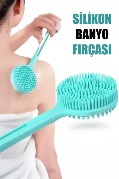 Çift Taraflı Silikon Uzun Saplı Banyo Fırçası