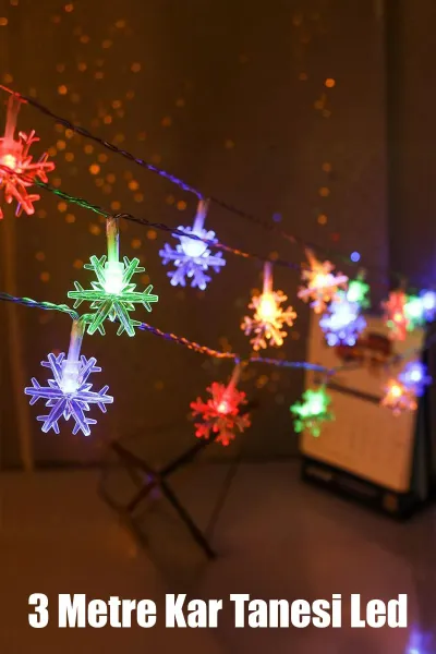 KAR TANESİ 3 METRE PİLLİ 2 FONKSİYONLU LED DEKOR LAMBA