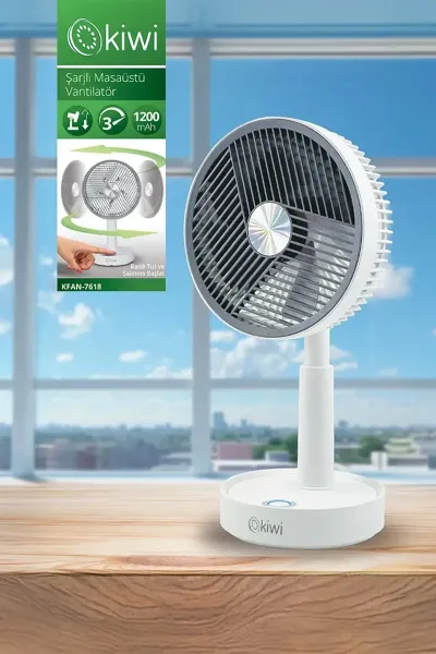 KİWİ KFAN-7618 USB ŞARJLI MASA ÜSTÜ VANTİLATÖR