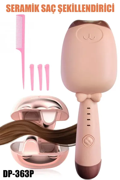🐱PEMBE KEDİ FİGÜRLÜ SERAMİK SAÇ ŞEKİLLENDİRİCİ