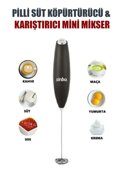 SİNBO STO-6723 PİLLİ SÜT KÖPÜRTÜCÜ & KARIŞTIRICI MİNİ MİKSER