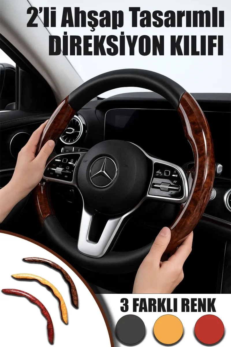 🚗AHŞAP TASARIMLI DİREKSİYON KILIFI - dibidip