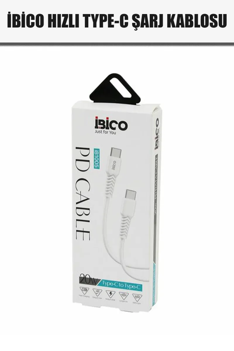 İBİCO TYPE-C TO= TYPE-C HIZLI TELEFON ŞARJ & DATA KABLOSU