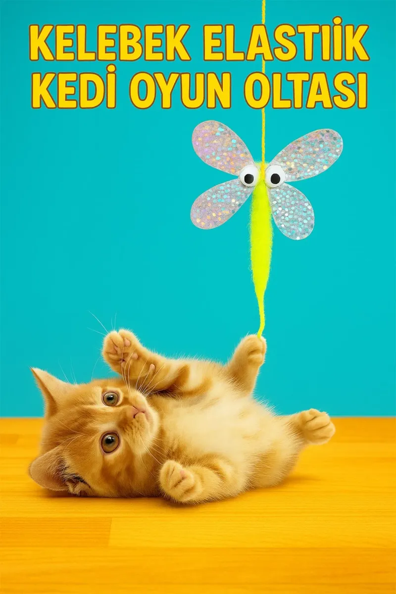 🐱KELEBEK ELASTİK KEDİ OYUN OLTASI - dibidip 