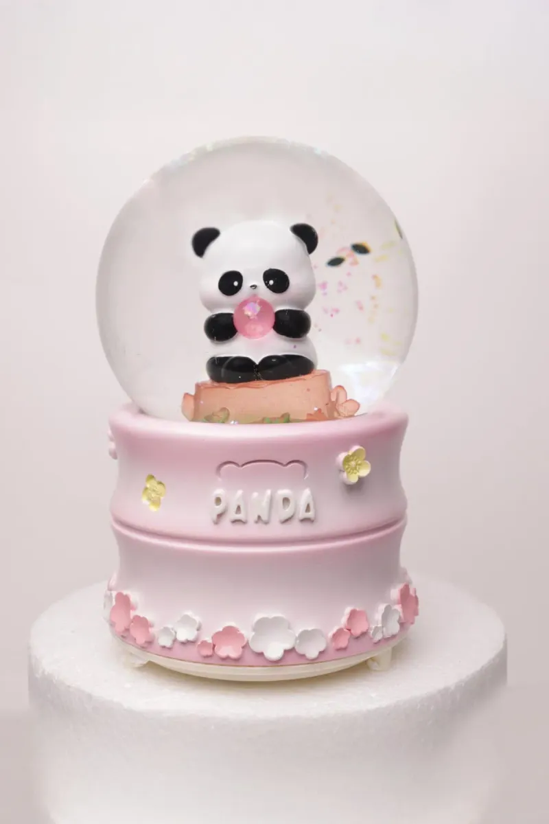 PANDALI BÜYÜK BOY & 10CM  PİLLİ & IŞIKLI MÜZİKLİ KAR KÜRESİ