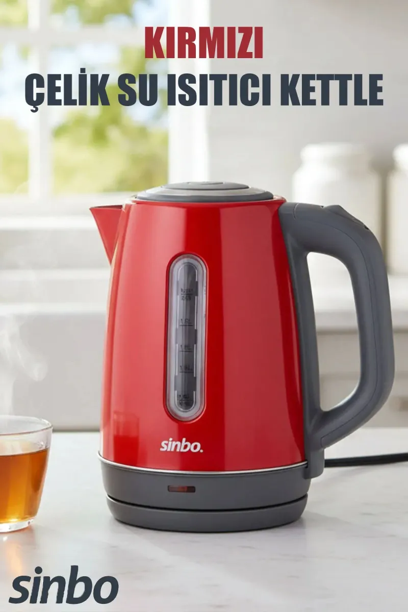 SİNBO SK-8031 KIRMIZI ÇELİK KETTLE SU ISITICISI