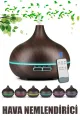 AHŞAP DESENLİ 500ML FİŞ ŞARJLI & KUMANDALI & LED IŞIKLI HAVA NEMLENDİRİCİ