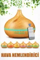 AHŞAP DESENLİ 500ML FİŞ ŞARJLI & KUMANDALI & LED IŞIKLI HAVA NEMLENDİRİCİ