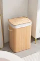 İBİCO DİKDÖRTGEN BAMBU KİRLİ İÇ BEZLİ ÇAMAŞIR SEPETİ