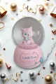 PEMBE KEDİLİ BÜYÜK BOY & 10CM  PİLLİ & IŞIKLI MÜZİKLİ KAR KÜRESİ