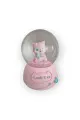 PEMBE KEDİLİ BÜYÜK BOY & 10CM  PİLLİ & IŞIKLI MÜZİKLİ KAR KÜRESİ