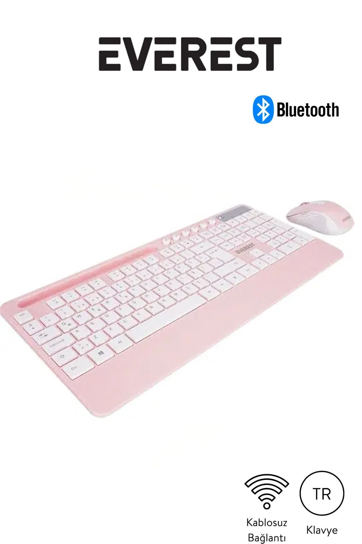 EVEREST PEMBE KABLOSUZ KLAVYE & MOUSE SETİ