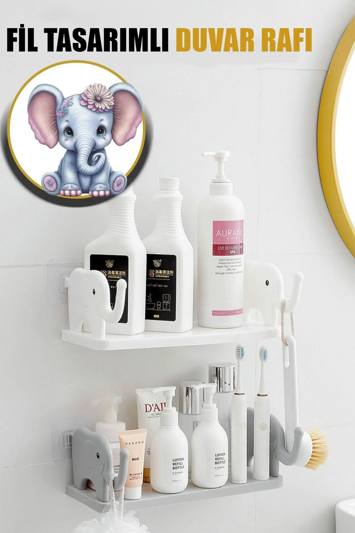 🐘Fil Tasarımlı Duvar Rafı