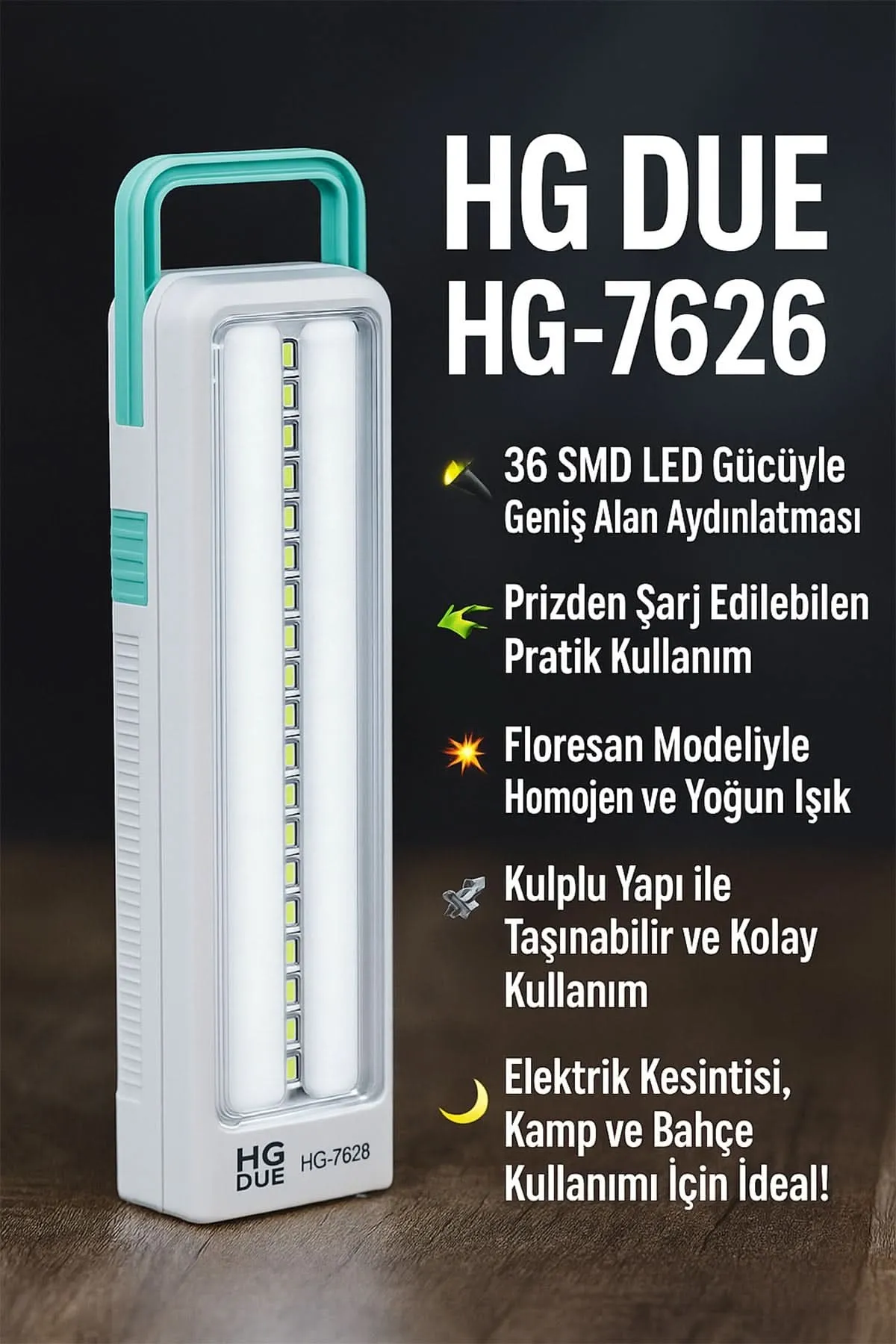 🔦HG DUE FİŞ ŞARJLI IŞILDAK FENER