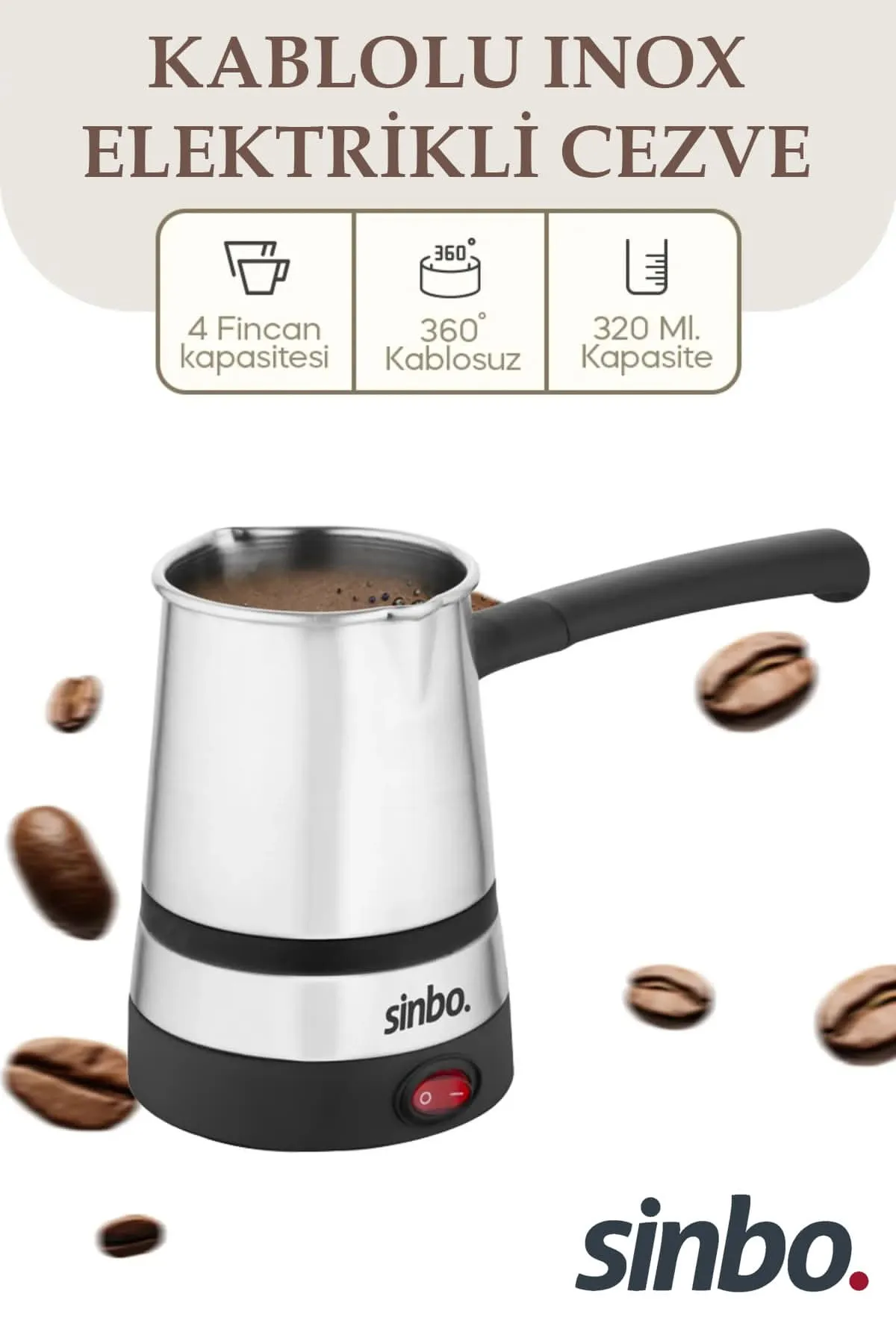 SİNBO SCM -2970 KABLOLU INOX ELEKTRİKLİ CEZVE