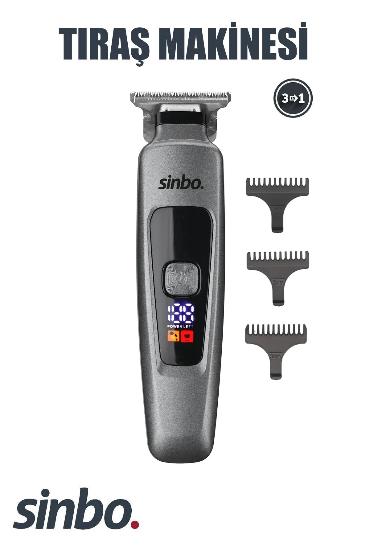 SİNBO SHC-1910 USB ŞARJLI & LCD GÖSTERGELİ SAÇ & SAKAL KESME TIRAŞ MAKİNESİ