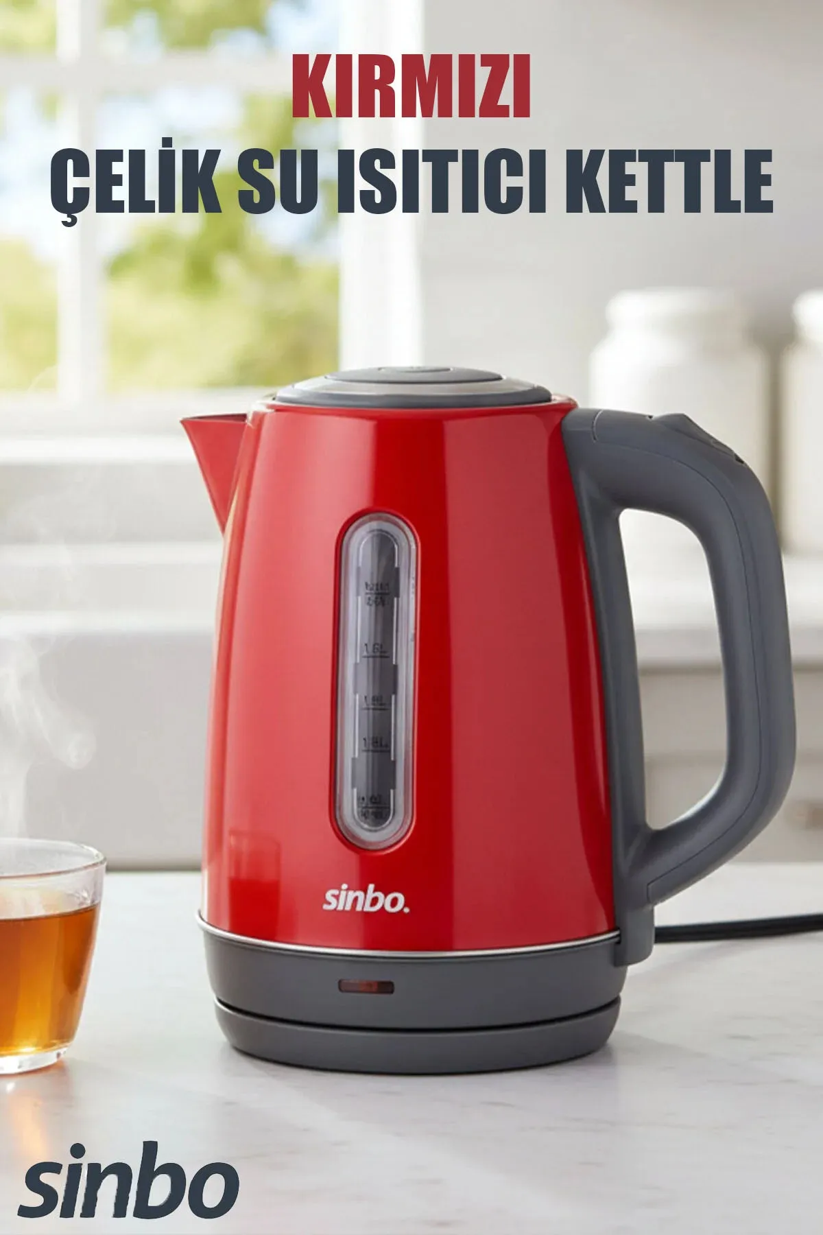 SİNBO SK-8031 KIRMIZI ÇELİK KETTLE SU ISITICISI
